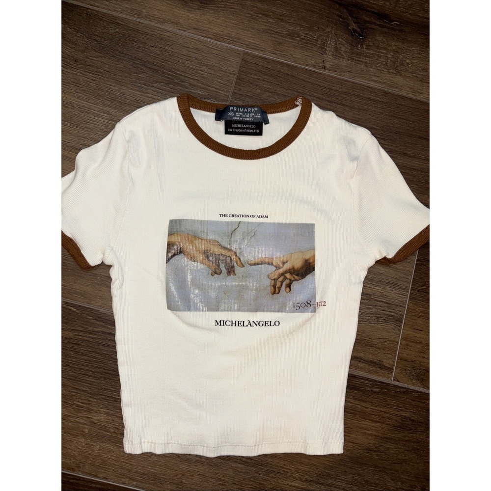 Primark Turkey Michelangelo Creation Of Adam Cropped Top XS